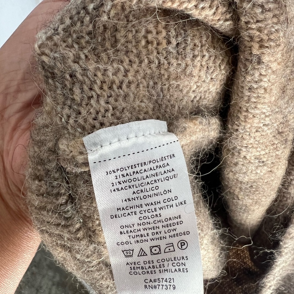 Ann Taylor Tan Knit Sweater Alpaca/Wool blend Size Small - Picture 6 of 6